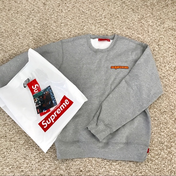 Authentic Supreme Gray Sweatshirt Authentic Supreme Eyelet GREY